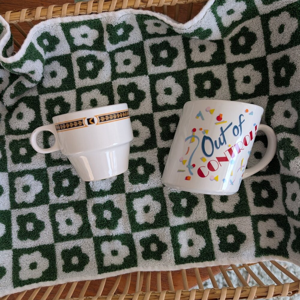 Vintage 1970s  ART DECO styled tea cup with loop handle